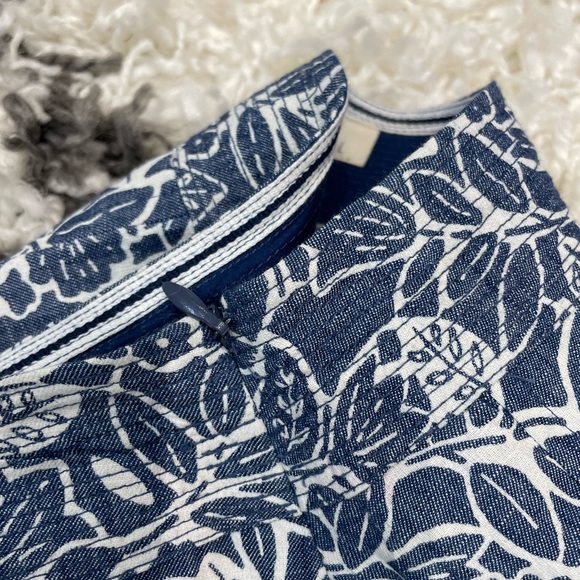 SEASALT ladies midi skirt cotton blue white floral size 8 Aline pleated casual - Picture 8 of 9